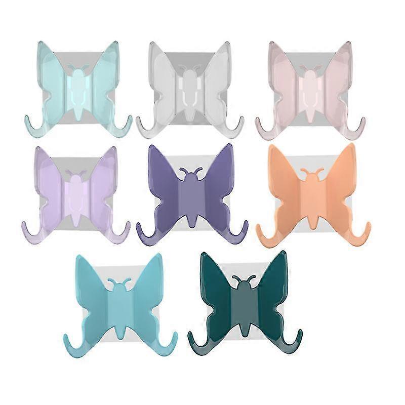 8pcs decorative shower hook suction cup holder for bag keys towels shaped bathroom hooks wall hangers (random type)