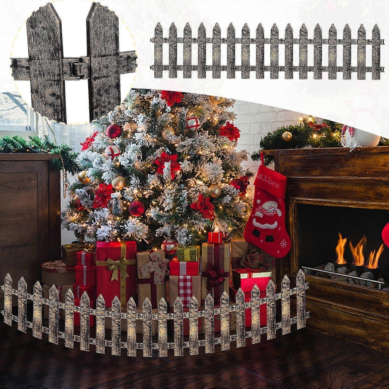 8ks Vánoční ozdoby Vánoční stromek Plot Ostrý roh Plastový dekorativní plot