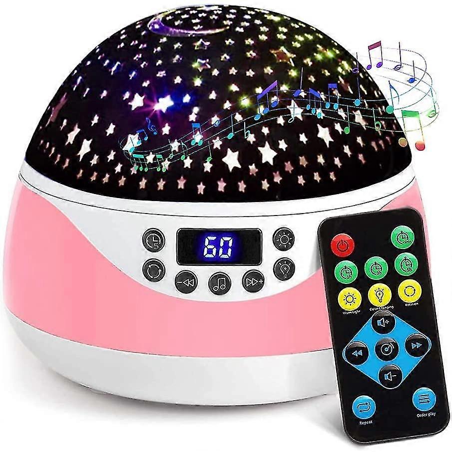 Star Night Light Projector For Kids,baby Sensory Lights With Timer & Music & Remote Control,360 Degree Rotating Starry Stars Projector,gifts For 2 3 4