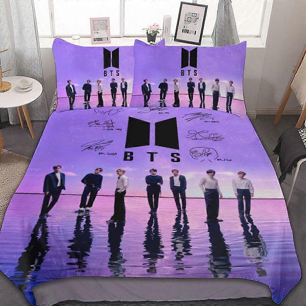 d95 Kpop BTS Sada povlečení na přikrývku Cove 3D tisk Povlečení Povlak na přikrývku & 2 povlaky na polštáře fv95