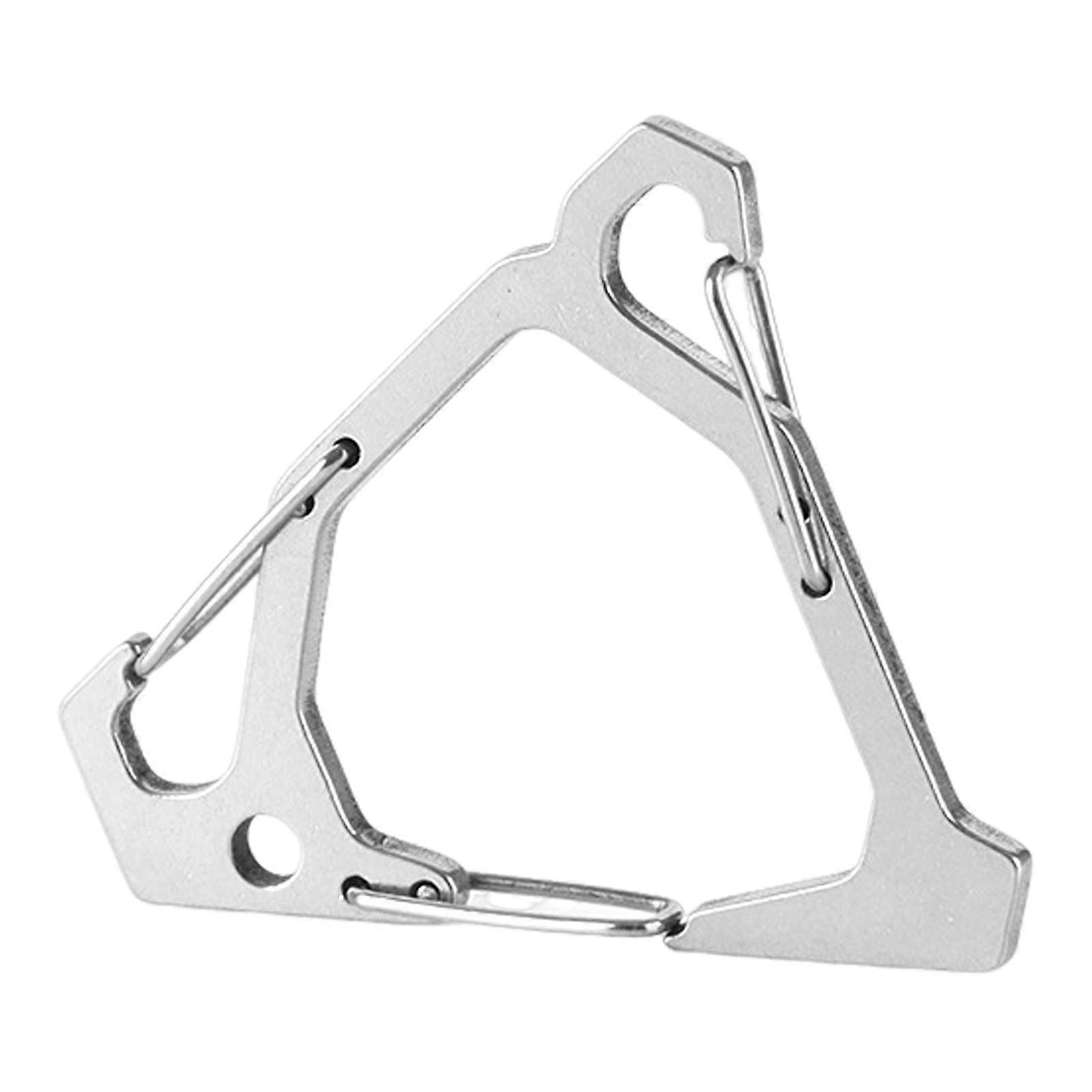 Outdoor Stainless Steel Triangle Carabiner Heavy Duty Portable Multi-function Camping Hiking Fishing Triangular Hanging Buckle Snap Hook