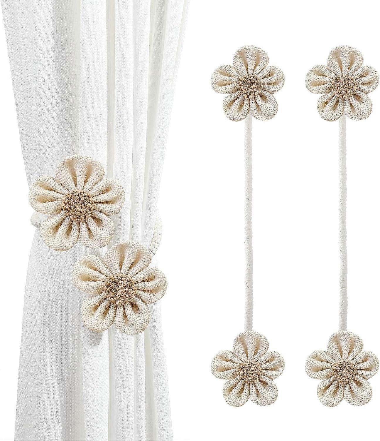 2 Pack Curtain Ropes Tiebacks, Boho Farmhouse Curtain Holdbacks for Thin Window Draperies, Simple and Elegant Sunflower Curtain Tie Accessories Wall