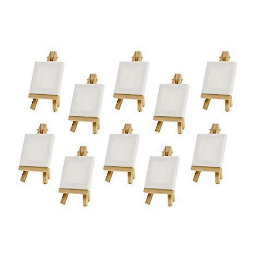 10 Sets Mini Display Easel With Canvas 8x8cm Small Table Gift