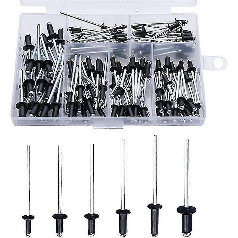 Black Rivet 120 Pieces Blind Rivets Rivets with Box Aluminum Rivet Pop Rivets Pop Rivets Assortment Open Round Rivets Aluminum Blind Rivets Dome Head