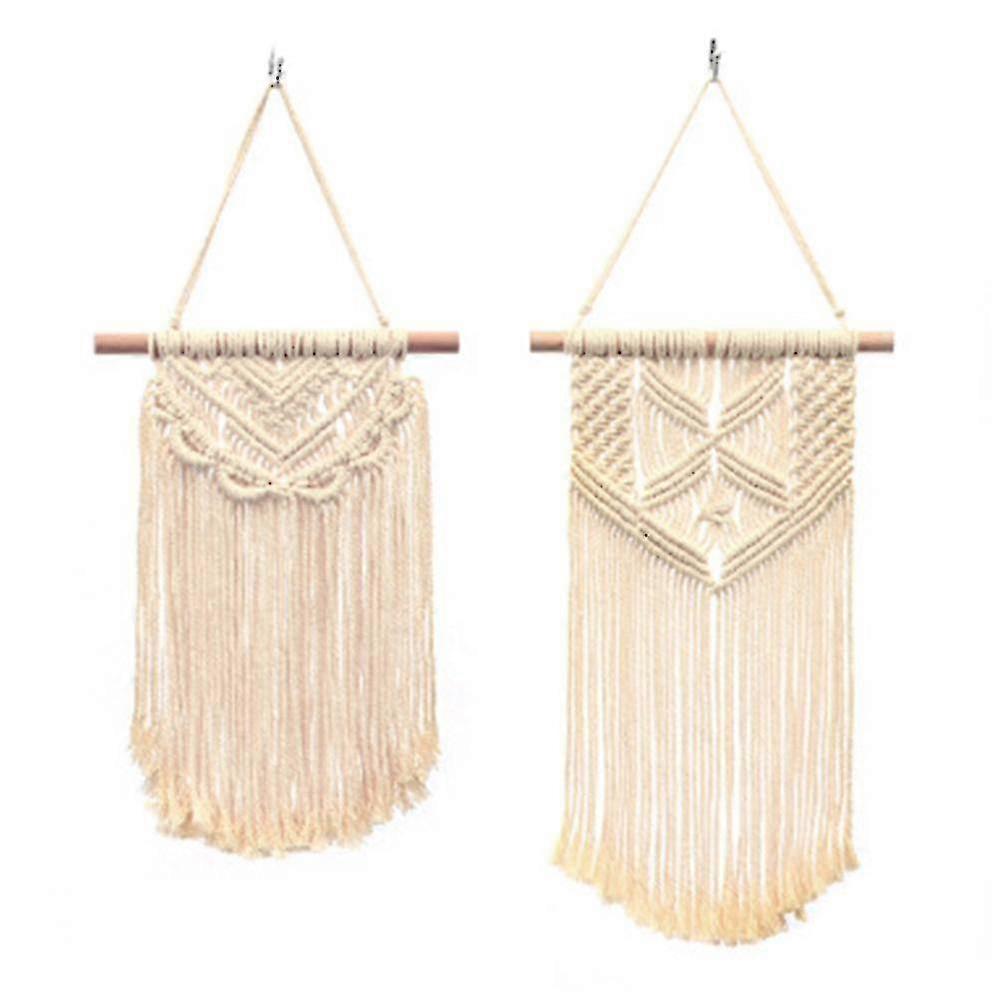 2 Pcs Wall Hanging Small Art Woven Tapestry Boho Chic Home Decor