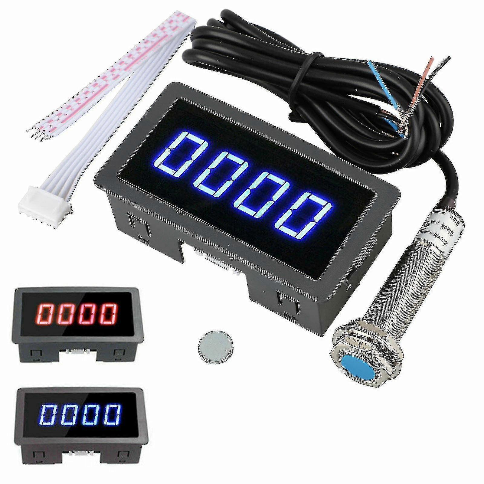 4 Digital Led Tachometer Rpm Speed Meter + Hall Proximity Switch Sensor Npn