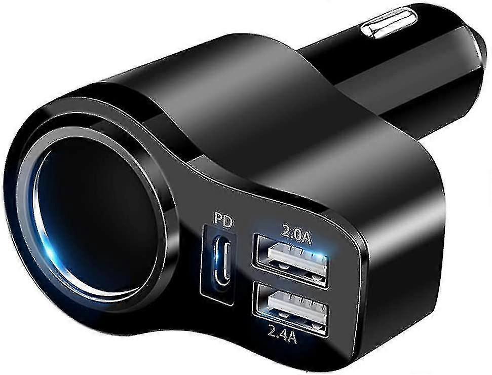 4 In 1 Usb C Car Charger 36w Usb Cigarette Lighter Socket Splitter Adapter