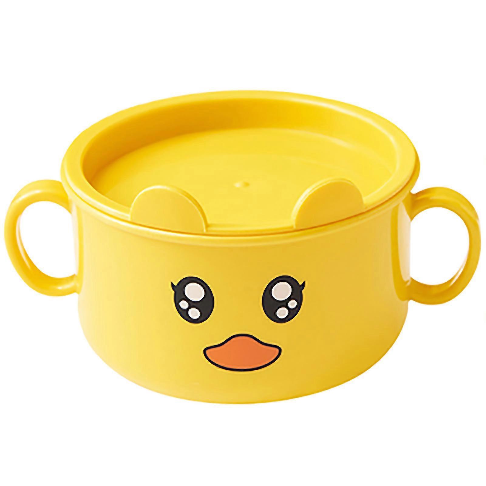Children Tableware PP Cute Cartoon Duck Pattern Kid Dinnerware Utensil for Home Kindergarten Bowl