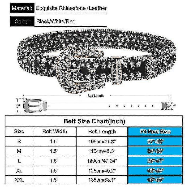 Rhinestone Belt For Men Women Western Cowboy Cowgirl Bling Studded