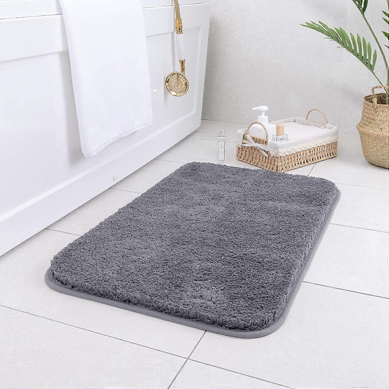 Non-slip bathroom carpet, super absorbent bath mat, microfiber soft plush plush mat, 16 x 24 inches, gray
