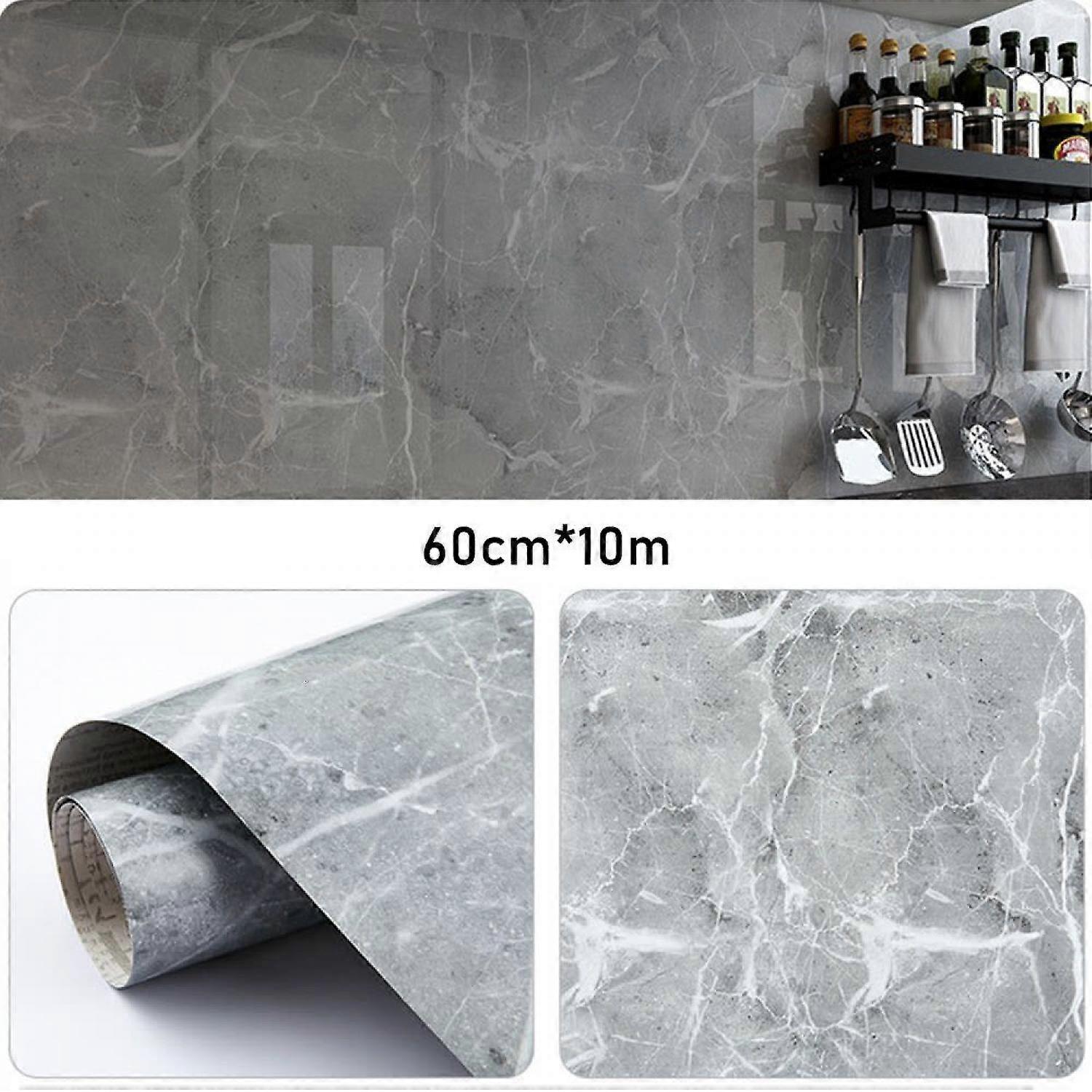 Gray tile sticker 60cmx10m, marble pattern self-adhesive kitchen adhesive