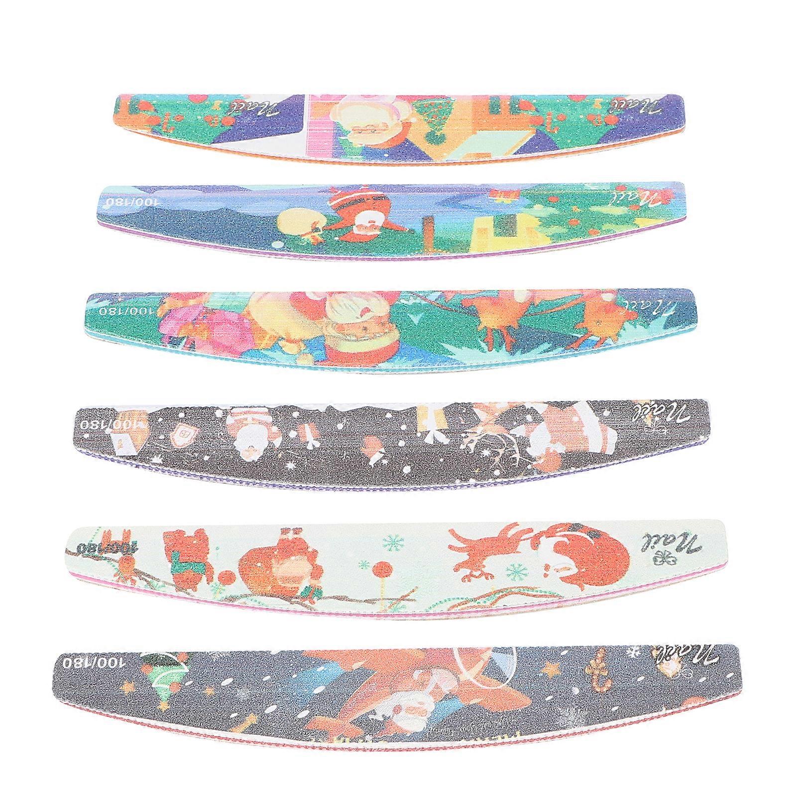 6PCS Nail Files 2 Sided Reusable Wear Resistant Durable High Toughness Washable Buffer File