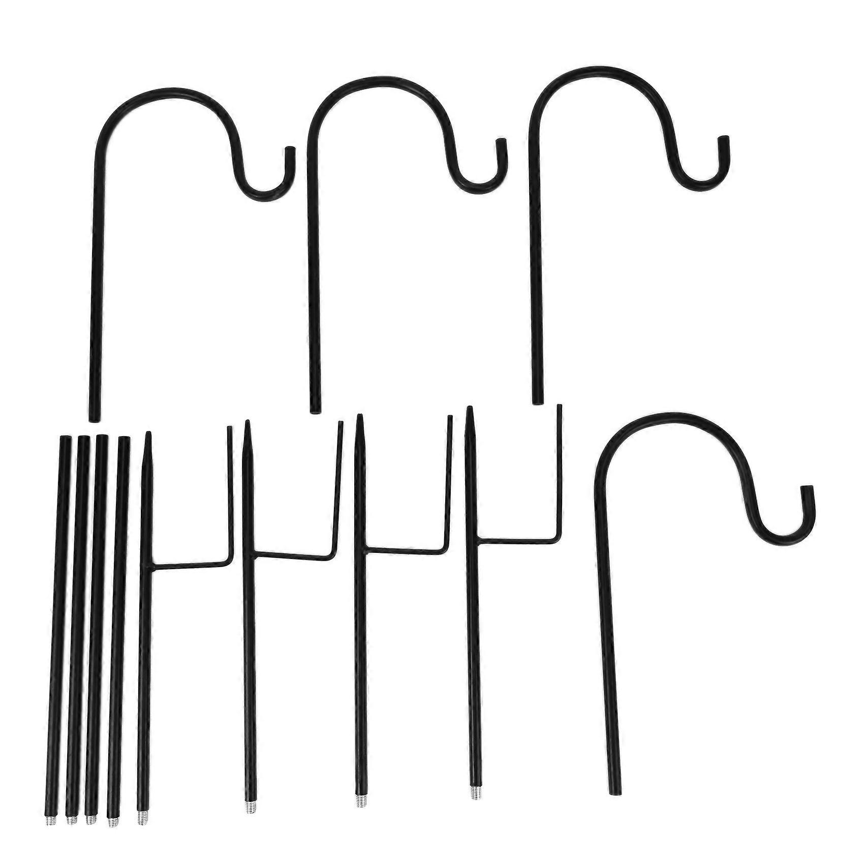 4 Pcs Adjustable Shepherd Crook Hooks,Festoon Pole with Base,Garden Border Hook for String Lights,F