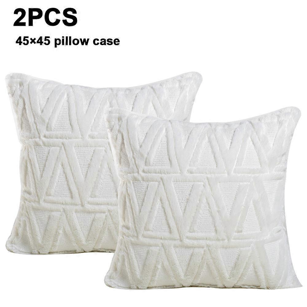Pack of 2 Soft Plush Short Decorative Throw Pillow Covers Luxury Style Cushion Case Pillow Shell for Sofa Bedroom Square