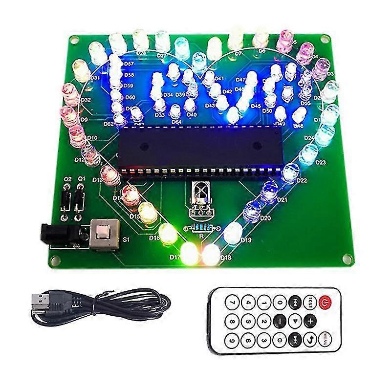 DIY Electronic Kit Colorful LED Flash Love Heart DIY Remote Control Soldering Project Kit Valentine