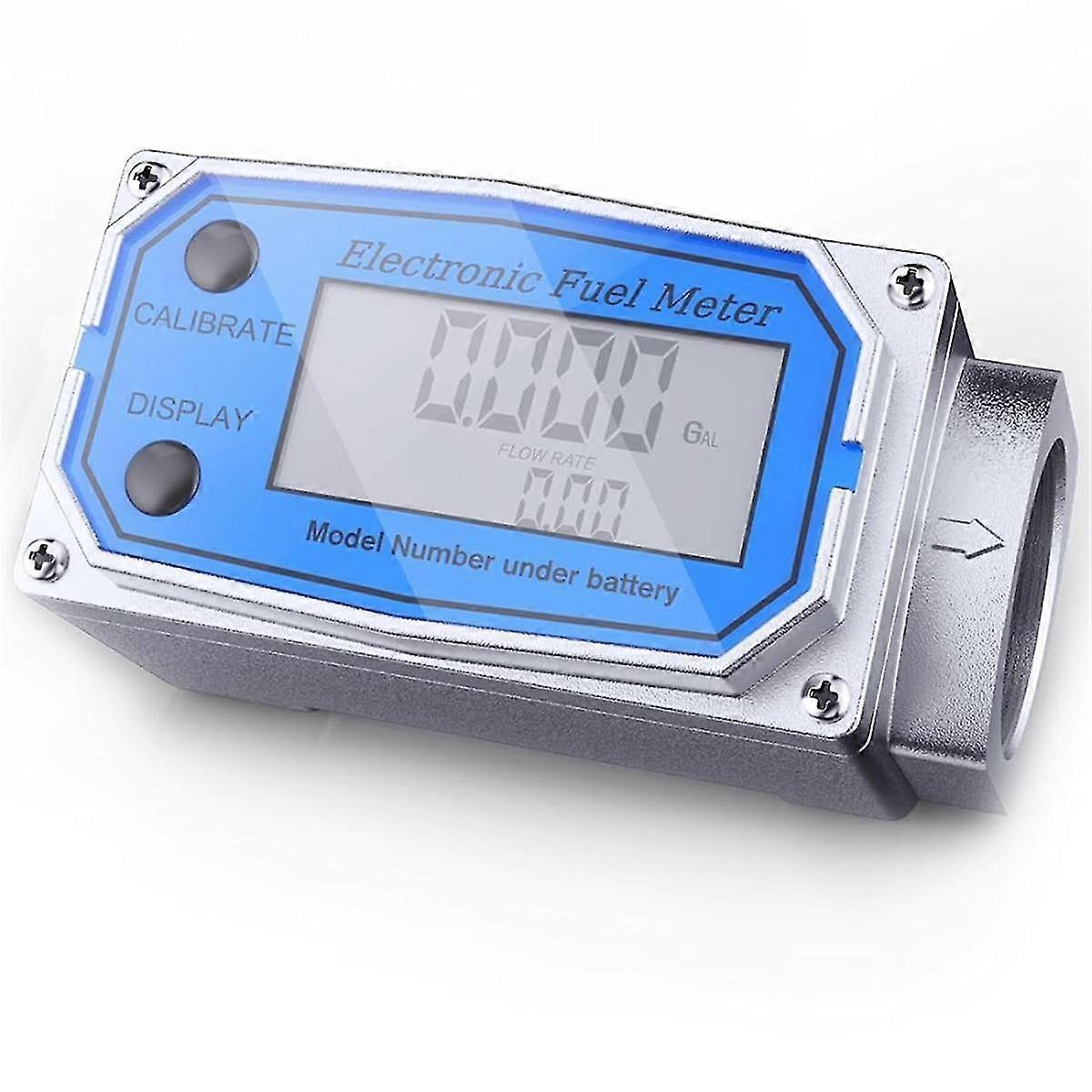 Flow Meter 3/4 Inch Digital LCD Display, NPT Counter Waterproof Oil Flow Meter, Between GAL , , , L and M Units