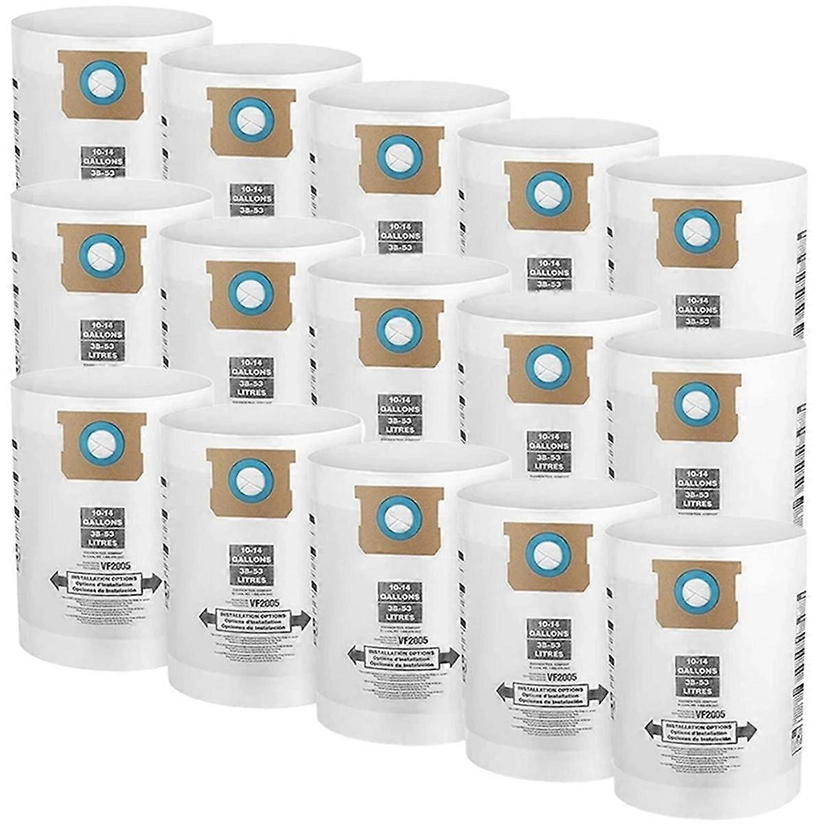 15 عبوة من أكياس فلتر المجموعة VF2005 ل 9066200 10-14 جالون من النوع F + النوع الأول ، استبدل الجزء 90662