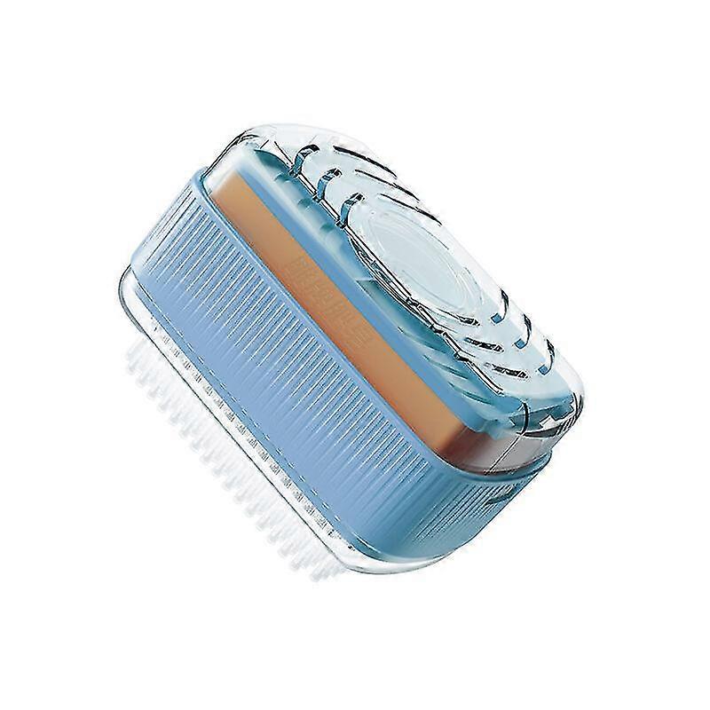 Blue-multi-function Soap Bubble Box Without Rubbing Hands Asphalt Storage Soap Box Roller Soap Box With Washing Brush