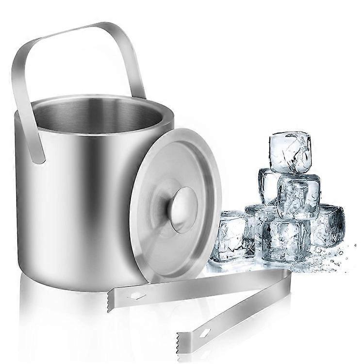 Ice Bucket Champagne Bucket Ice Cubes Wine Bottle Double Wall Stainless Steel with Clip Handle Lid