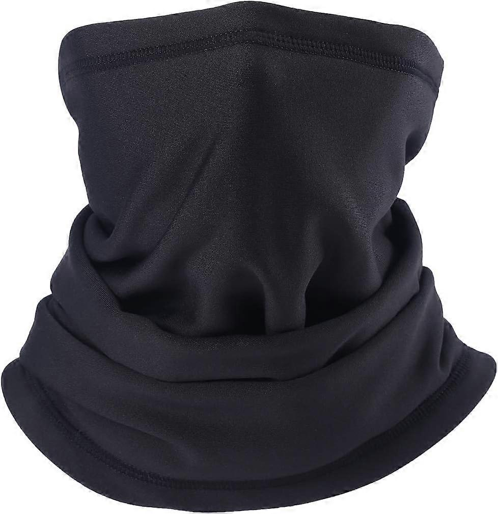 Winter Tubular Neck Gaiter Multi-Purpose Unisex Thermal Fleece Lining Elastic Neck Warmer for Skiing Running Motorcycle Cycling Black