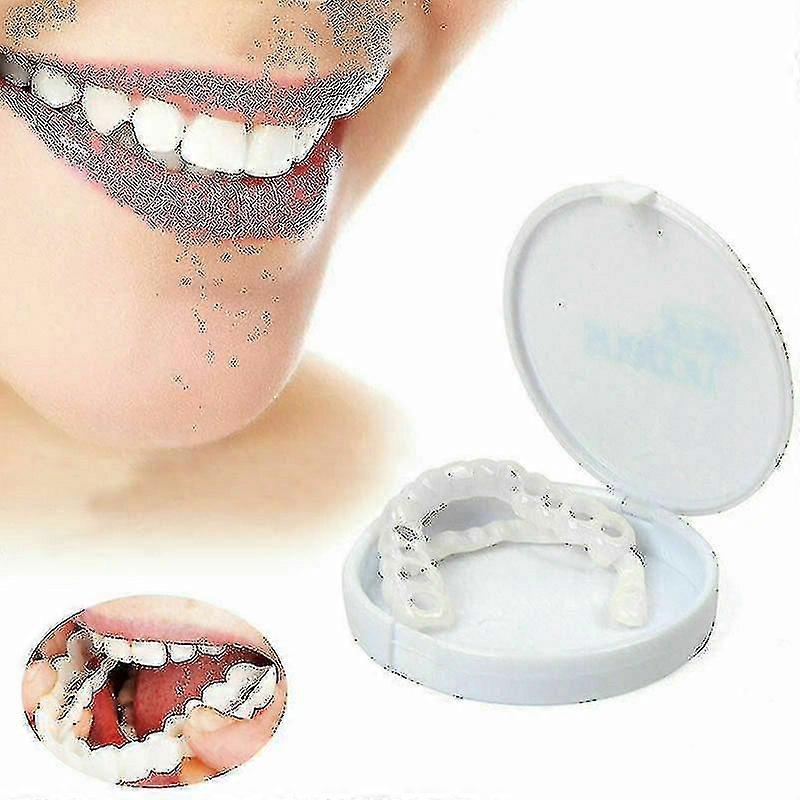 Snap On False Teeth Upper + Lower Dental Veneers Dentures Tooth Cover Set A