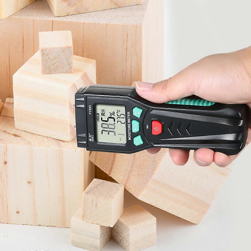 FUYI Digital Damp Meter Detector Wood Moisture Meter Wood Moisture Tester with 7 Modes LCD Backlight Data Hold Function