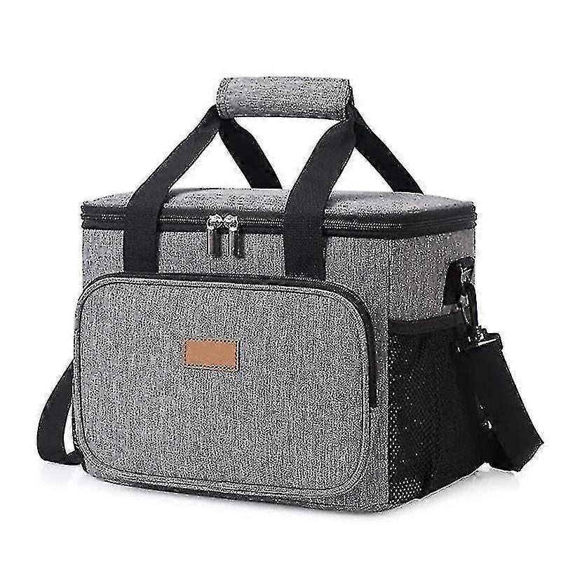 15l 24 Cans Insulated Picnic Lunch Bag Large Soft Cooler Bag For Outdoor/camping/bbq/travel, Grey