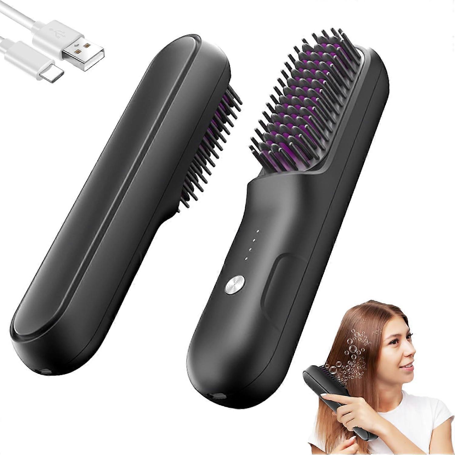 Porta Cordless Hair Straightener Brush, Portable Mini Straightening Brush,50% Offer