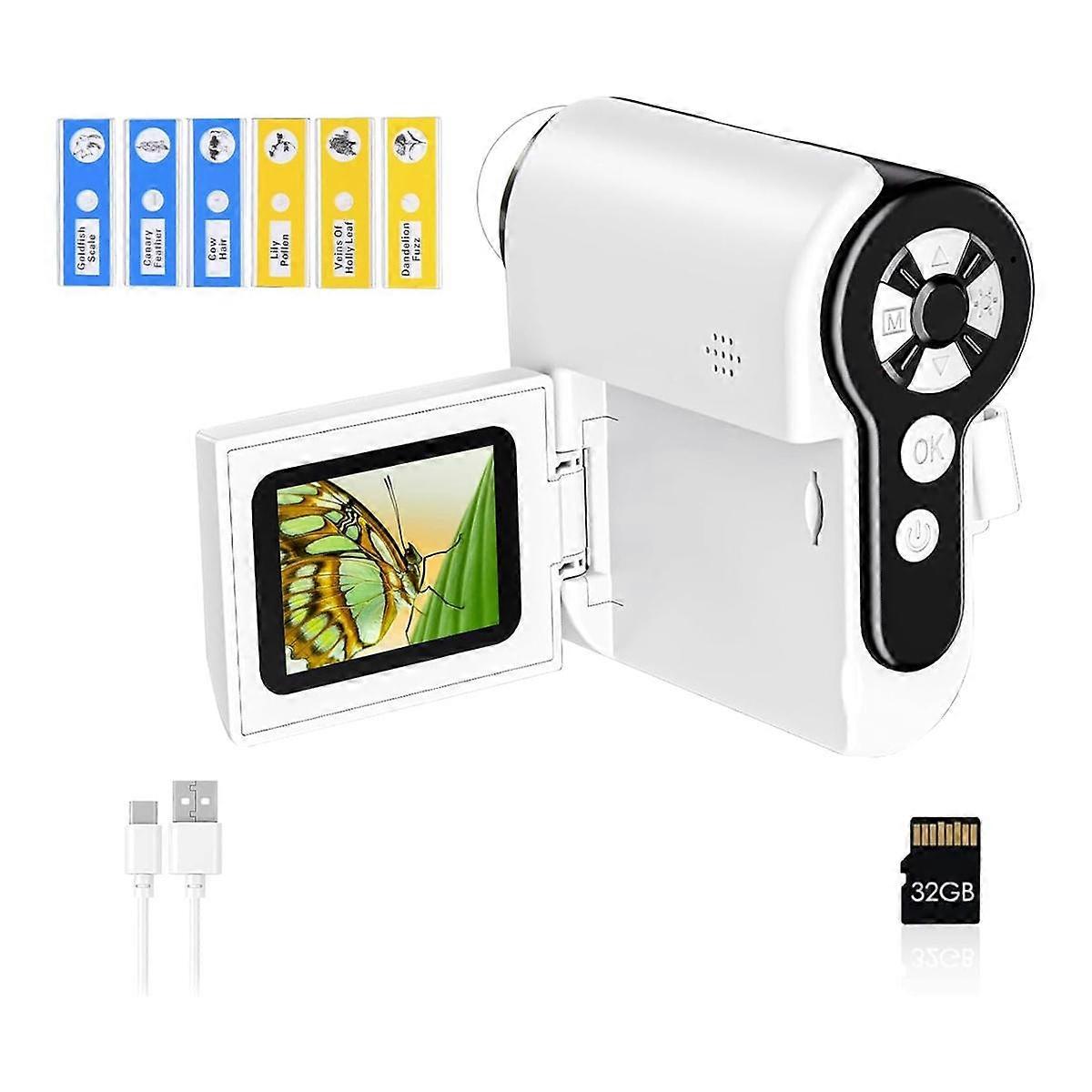 Handheld Digital Microscope for Kids Mini Portable Pocket DV Miniature Microscope with 32G Memory Card