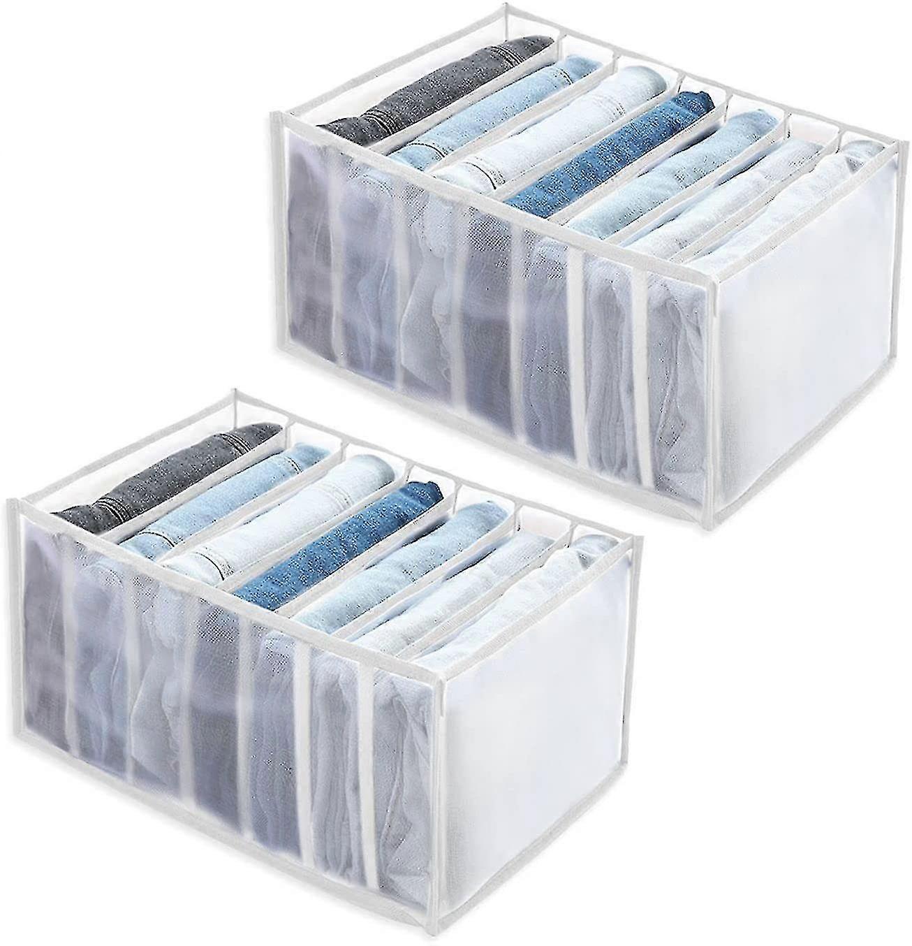 Clothes Storage Box, Foldable Mesh Compartment Wardrobe Organizer