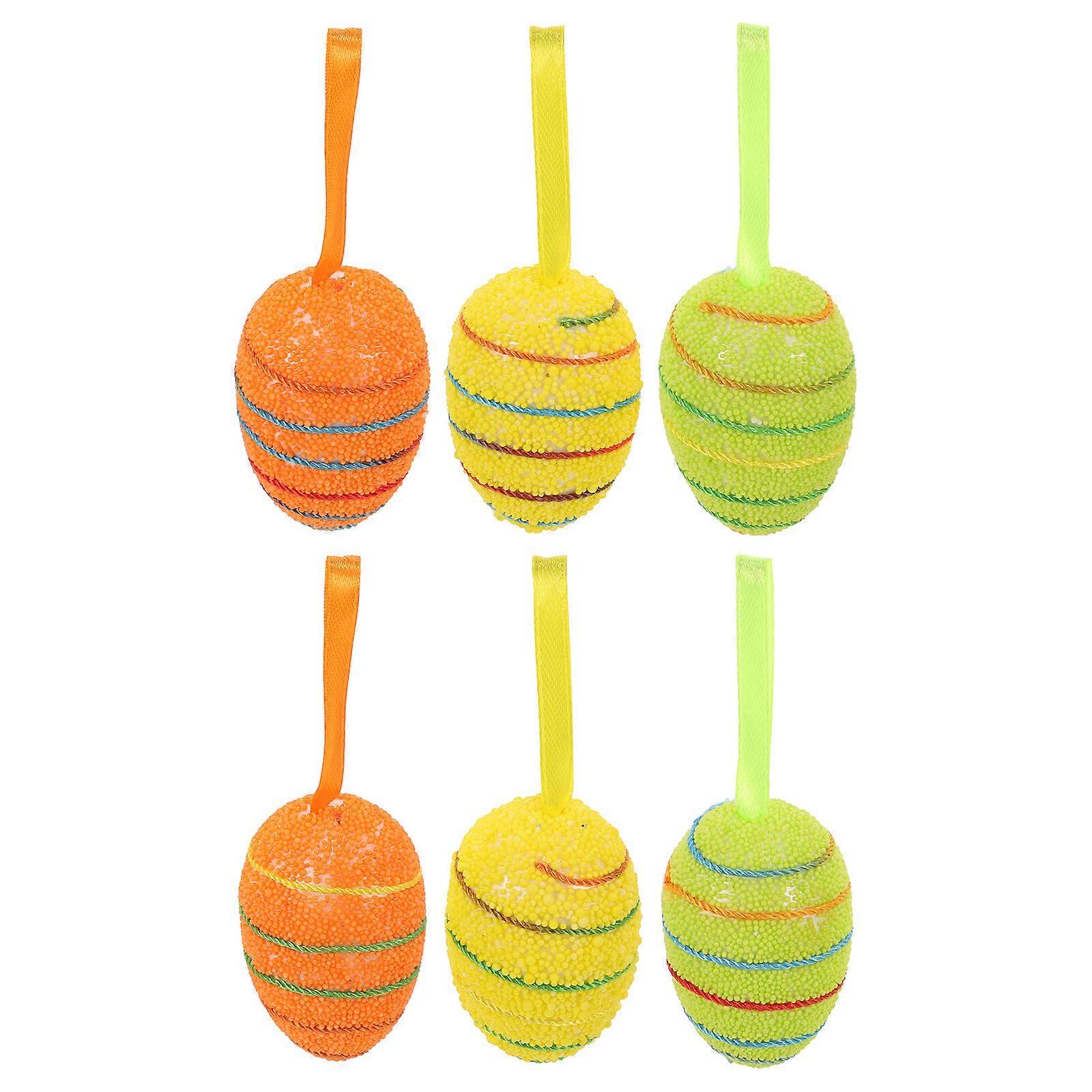 6pcs Easter Egg Shaped Hanging Ornaments Easter Egg Tree Hanging Pendant Easter Decor