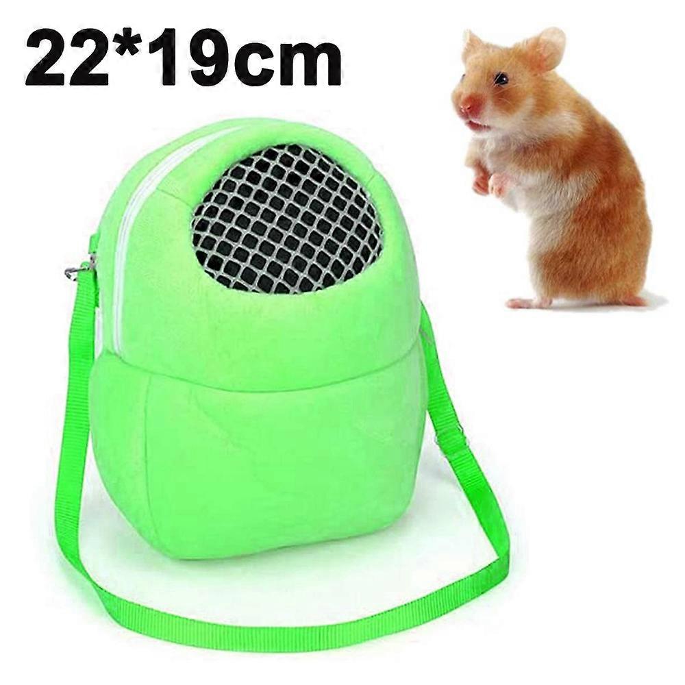 Carrying bag for pets, hamsters, portable, breathable, with shoulder strap for small pets, hedgehogs, sugar, squirrels, rabbits-Green-Medium