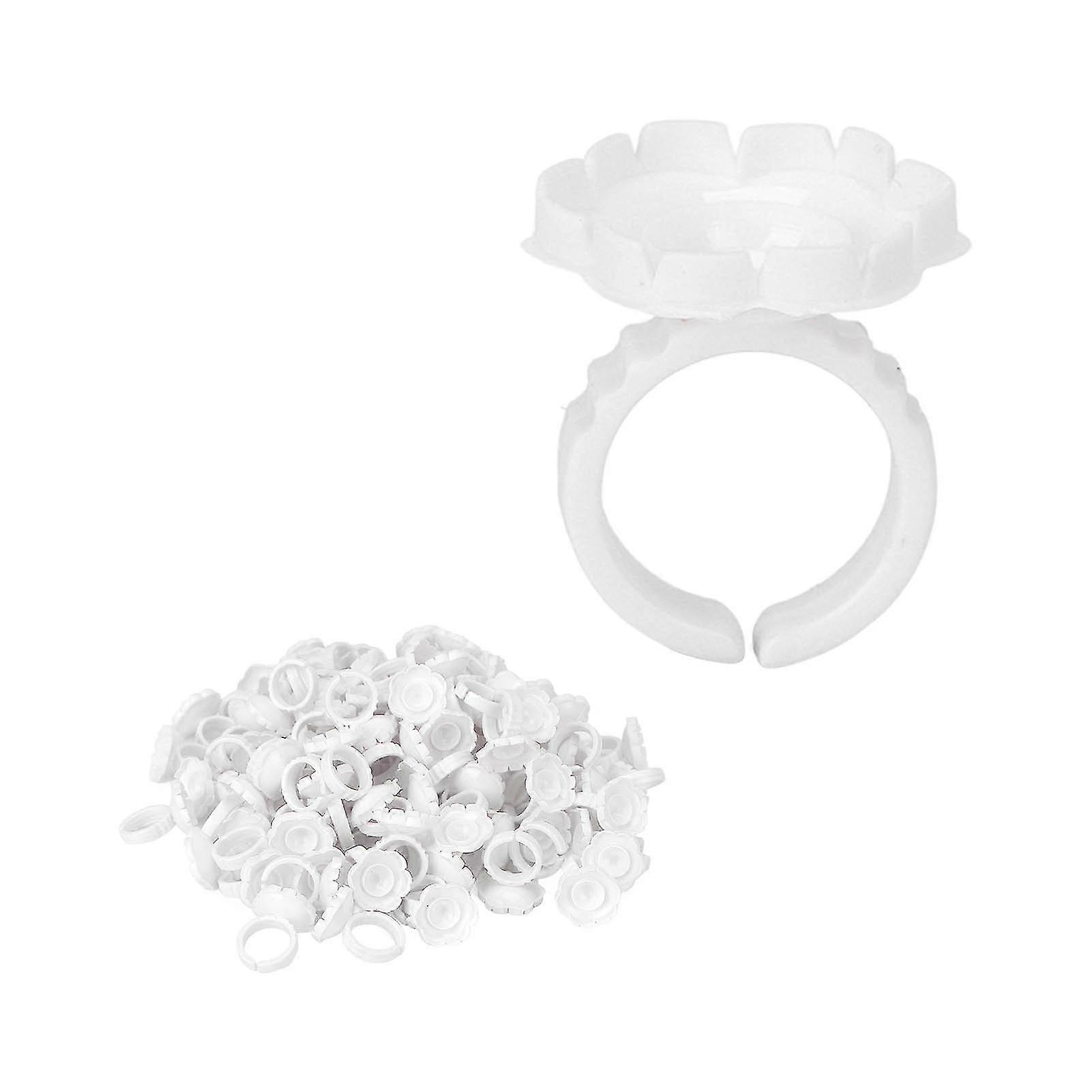 Eyelash Extension Tool Holder - 100pcs Flower Glue Ring Cups - White for Quick Application
