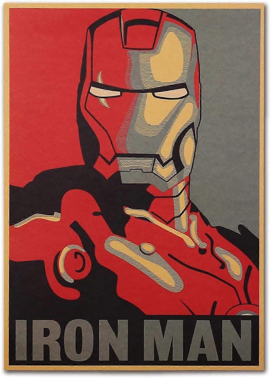 Vintage Marvel Superhero Iron Man Poster Retro 20 x14 Inch Unframed Marvel Posters Old Style Avengers Wall Art Kraft Paper Iron Man Home Dec