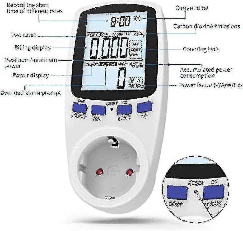 Energy Cost Meter, Digital Energy Cost Meter Electricity Meter With Large Lcd Screen And Electricity