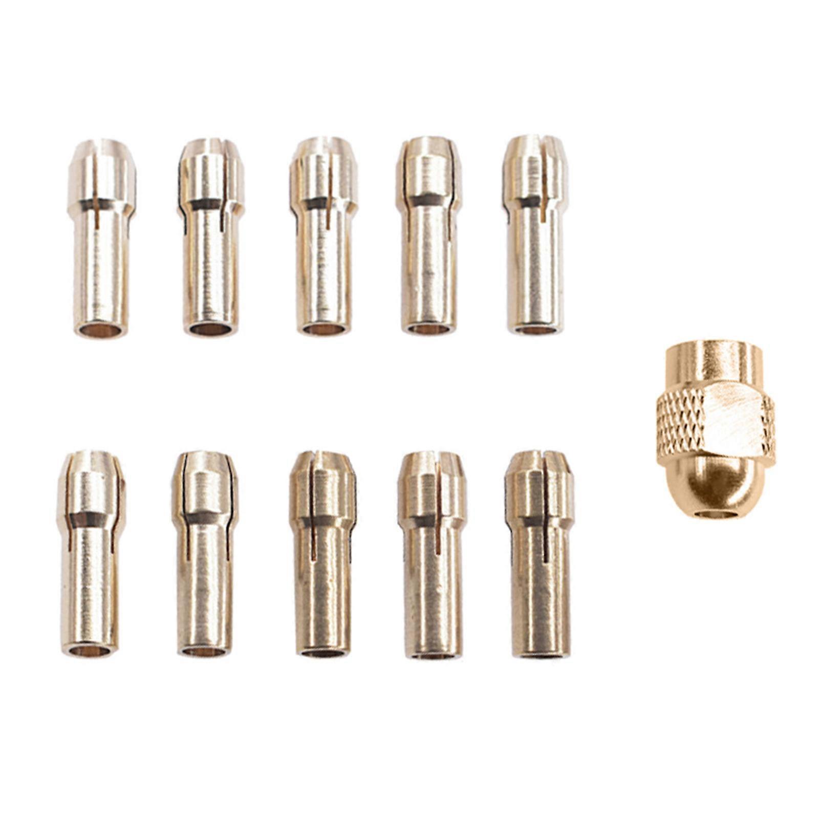 11Pcs Rotary Tool Collet Durable Shiny Brass Collet Chucks Fits Engraver