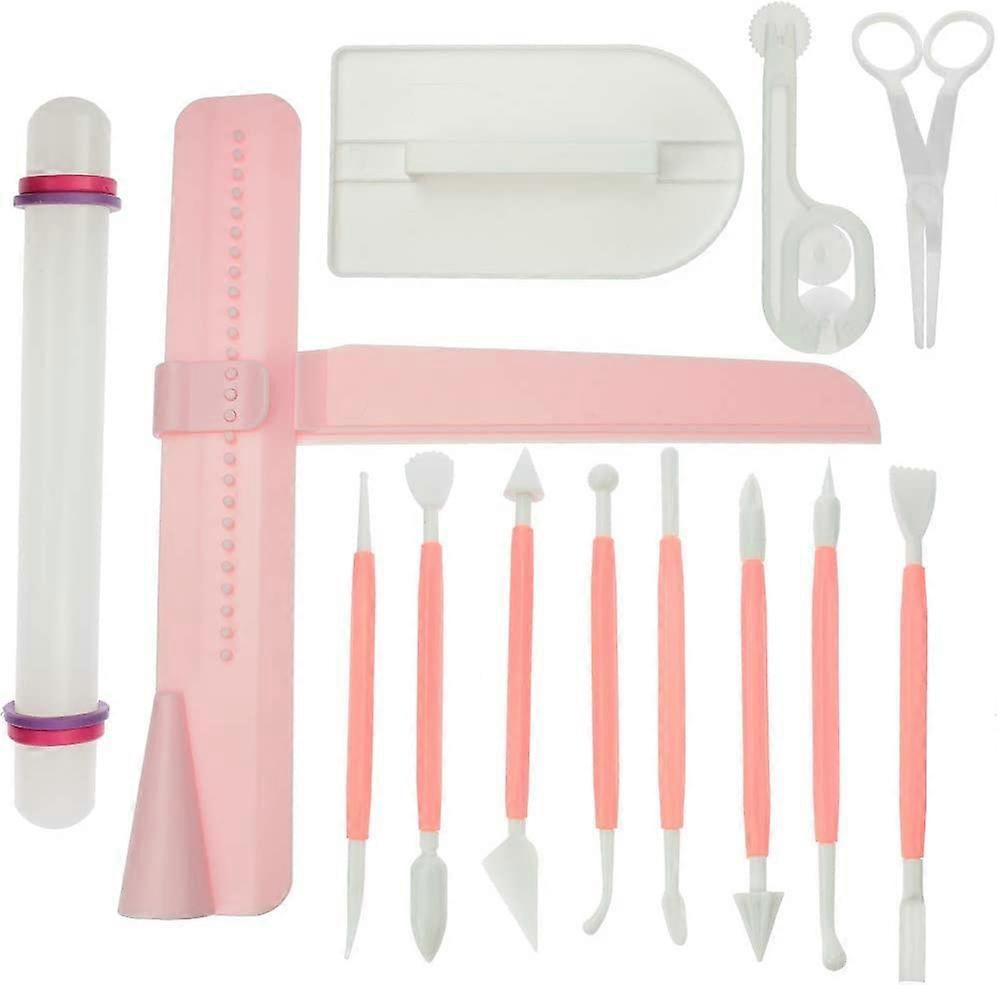 - Fondant Cake Decorating Tool w/Adjustable Scraper Icing Smoother Rolling Pin Trimmer Cutter Embosser Flower Scissor for Sugarcraft Gumpaste
