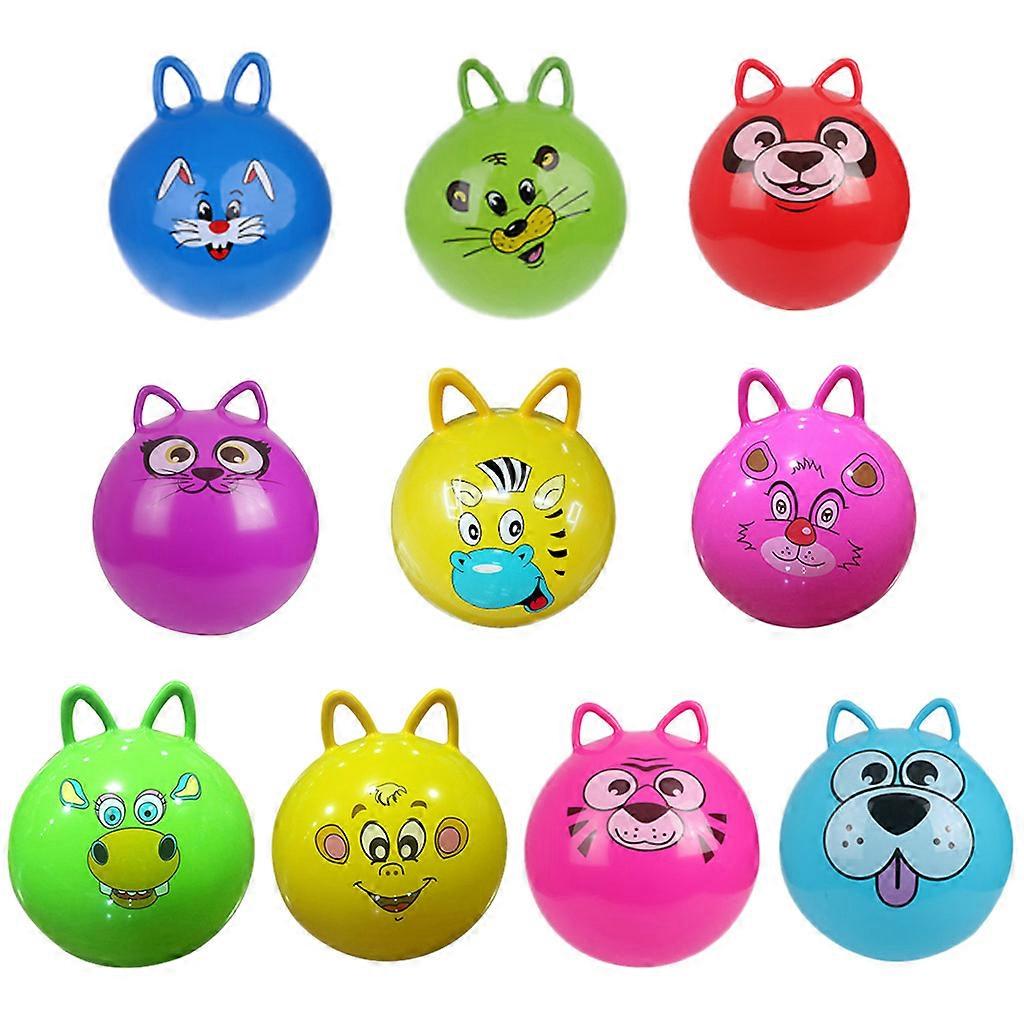 Cartoon Pattern Outdoor Kids Toy Bounce Exercise with Handle Inflatable Ball