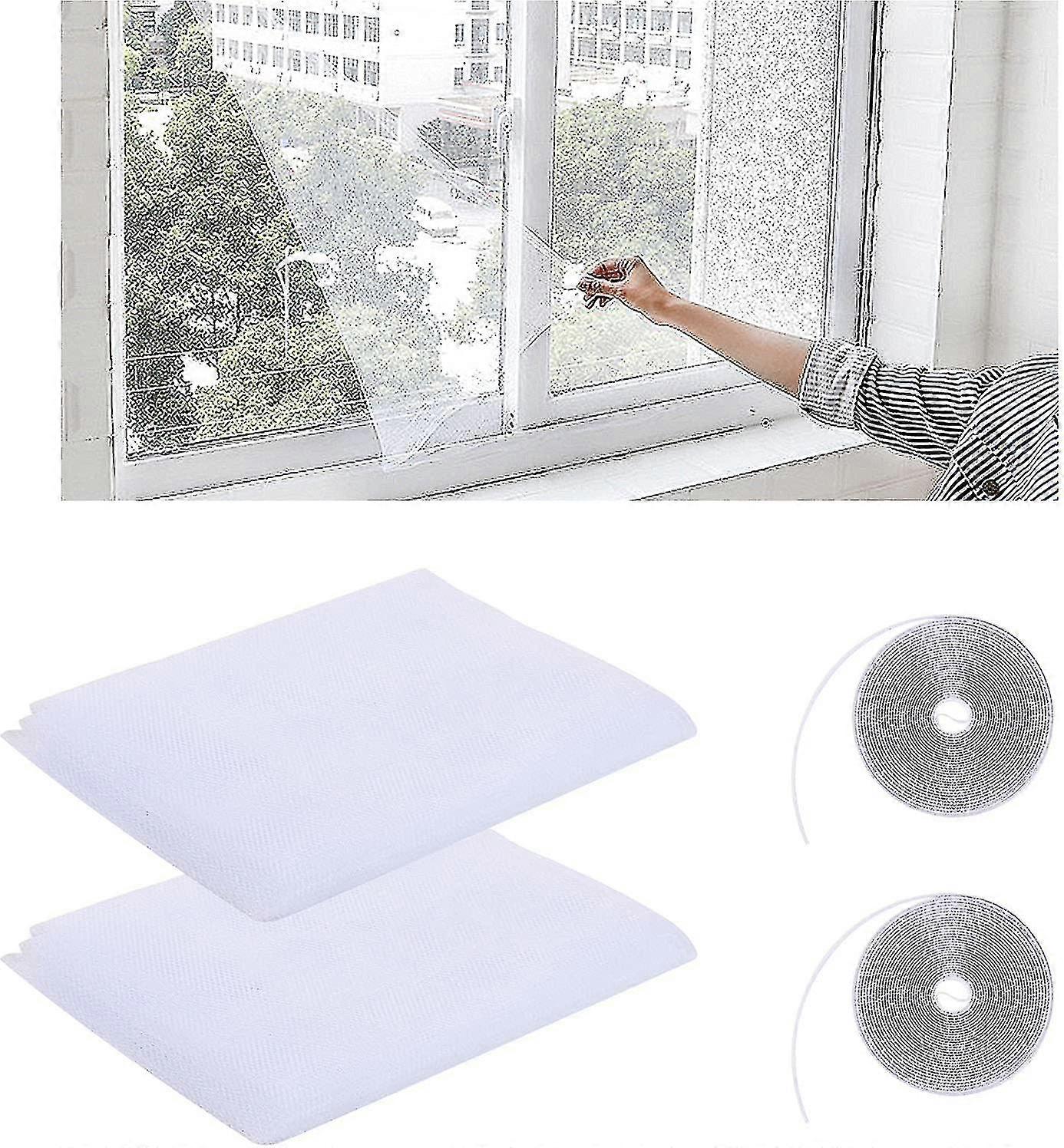 Exquisite Exquisite 2 Pcs Window Mosquito Net, Insect Screen Net, 130cm*150cm, Mosquito Net with Self Adhesive Strips, Window Mesh Mosquito Net, White