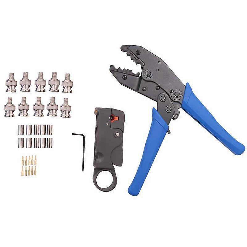1Set Rf/Bnc Crimp Tools for Rg58 / Rg59 / Rg6 with 10Pcs Bnc Plug Crimp Connector Set