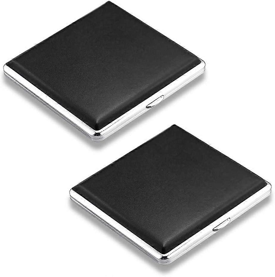 Pcs Black Leather Metal Cigarette Case Cigarette Smoke Holder Storage Case