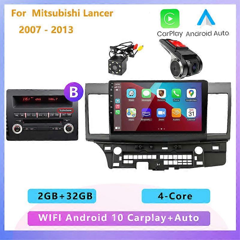 2GB+32GB 2 din Android 10 car radio multimedia stereo player carplay Auto GPS navigation for Mitsubishi Lancer 2 2007 2008 -2013