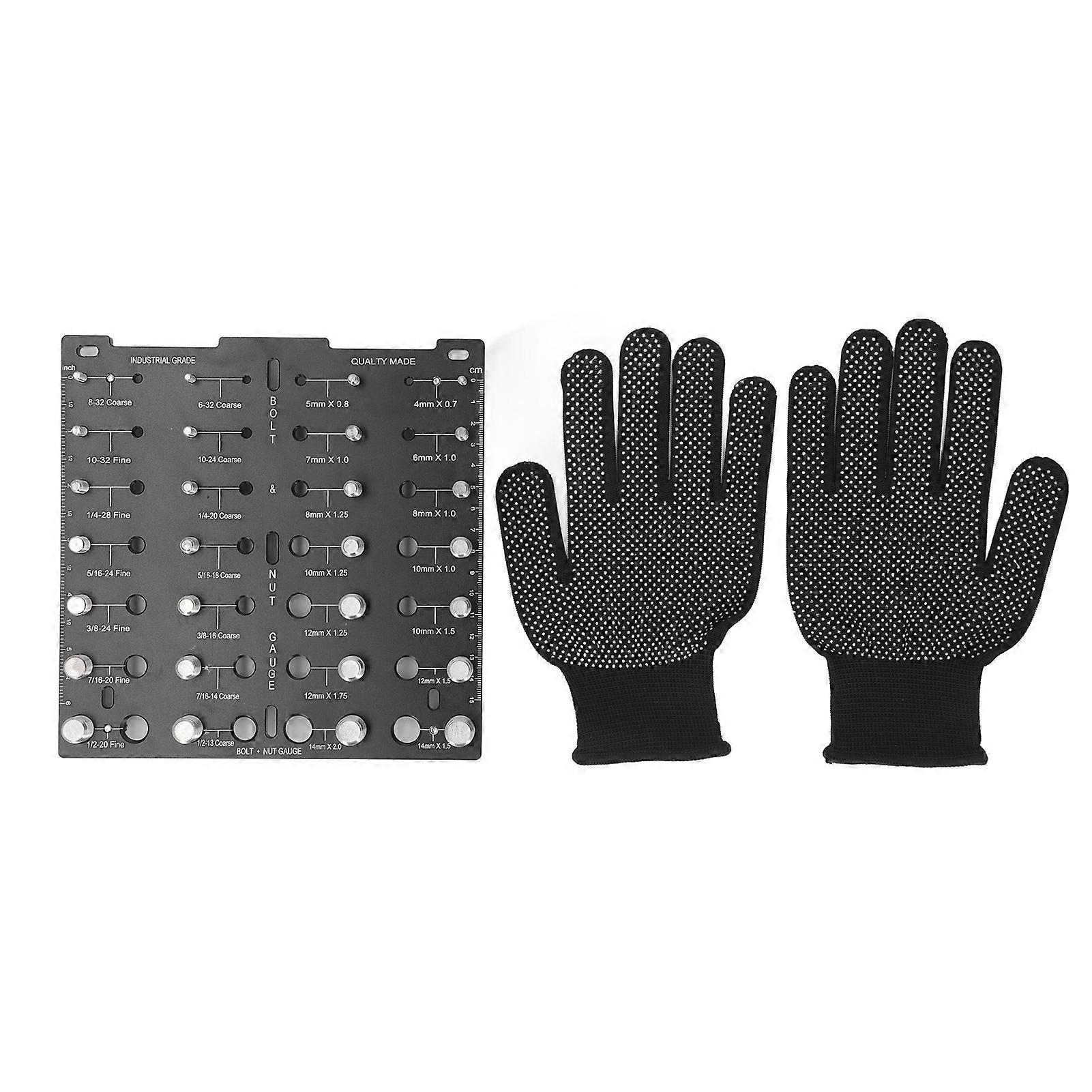 Bolt and Nut Thread Checker, Aluminum Alloy Screw Identifier, 28 Holes, Metric and US Thread Identification Chart