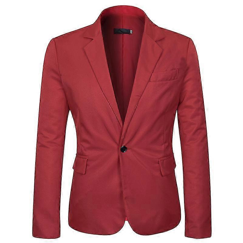 Naiwang Mens Business Casual Classic Notched Lapel Double Split Pure Color One Button Suit Jacket 11 Colors