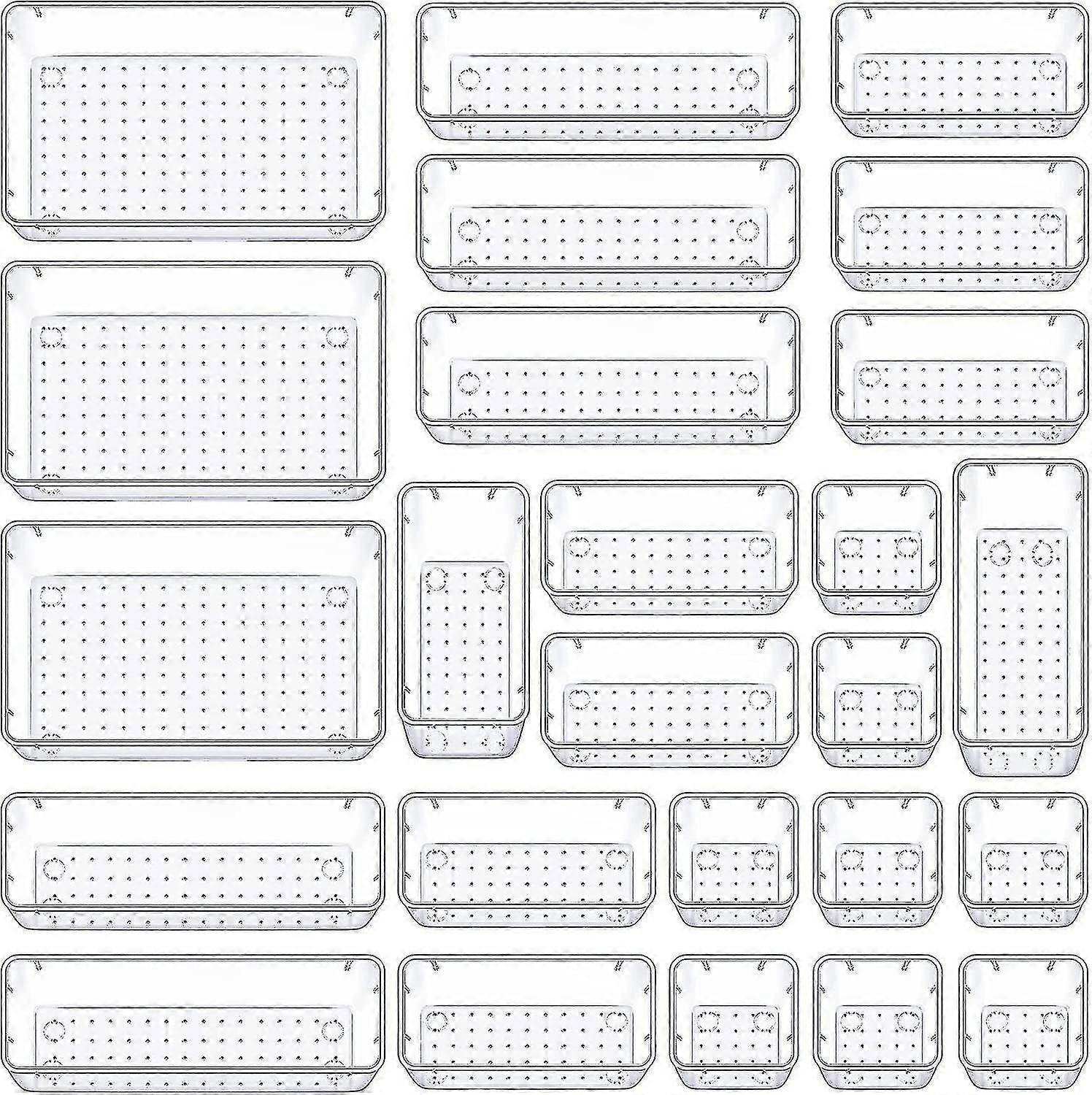 25 Pcs Clear Plastic Drawer Organizer For Makeup Kitchen, Bedroom, Office