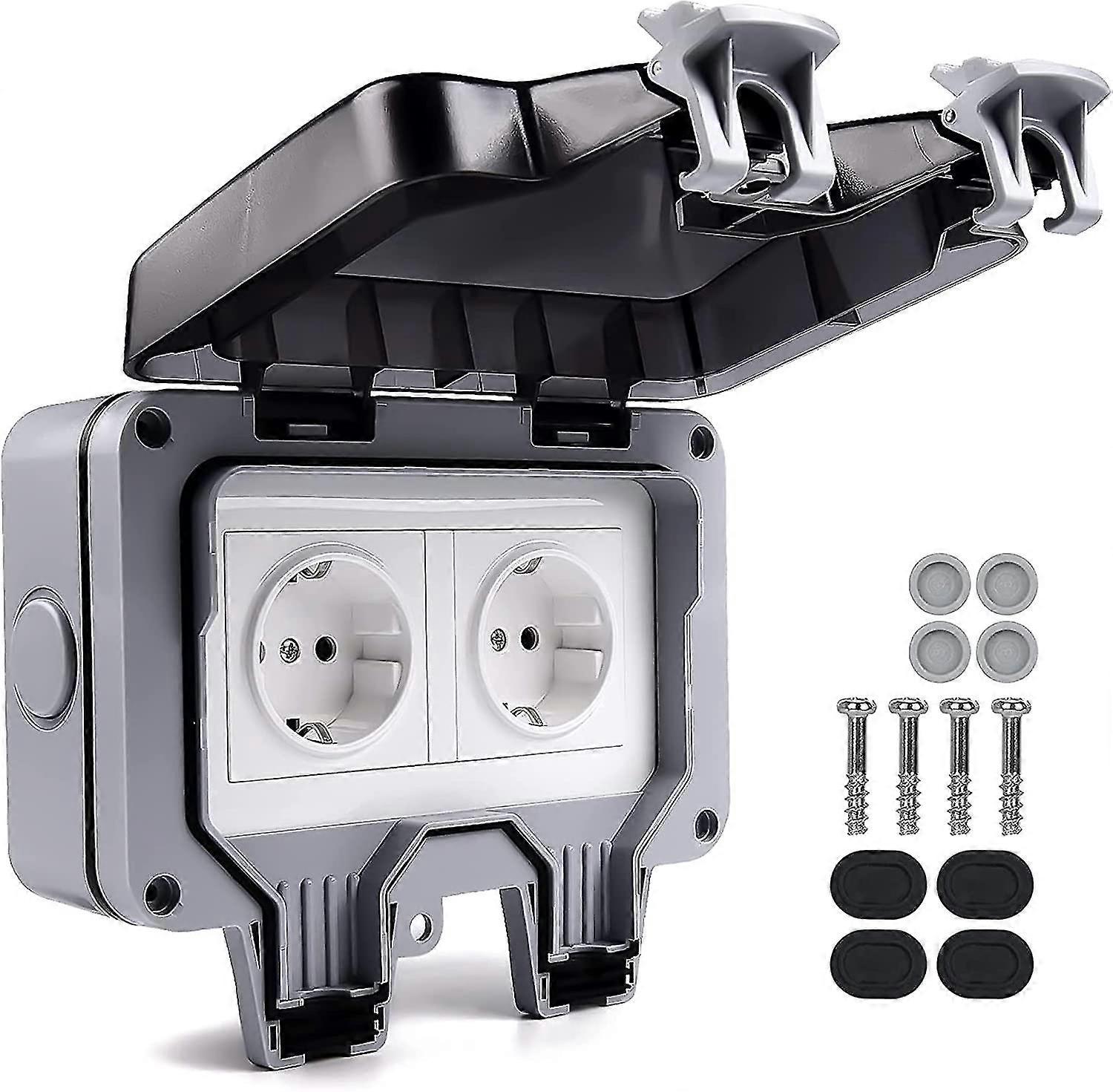 Ip66 Waterproof Outdoor Socket, External Electrical Socket, Weatherproof, Dust Proof Outdoor Wall Socket For Kitchen, Bathroom, Garage, Swimming Pool