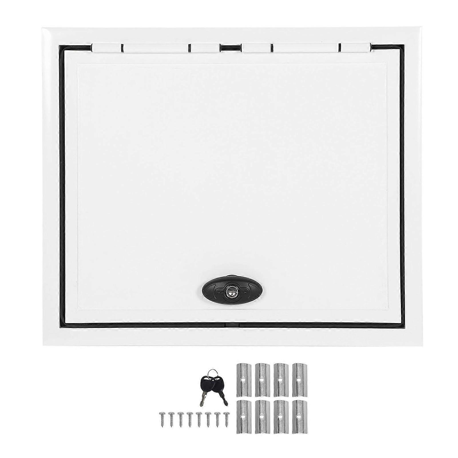 Rv Storage Hatch Door 24 X 24 Inches UV Resistant Aluminum Alloy Square RV Baggage Door with Lock Support Rod for Camper Caravan
