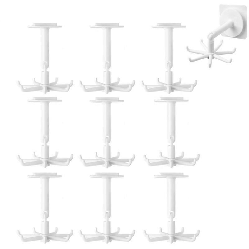 Upgraded Multi-function Rotatable 7-claw Hook 360 Seamless Punch Free Hook Kitchen Storage Hook Self Adhesive Bath Hooks 10pcs