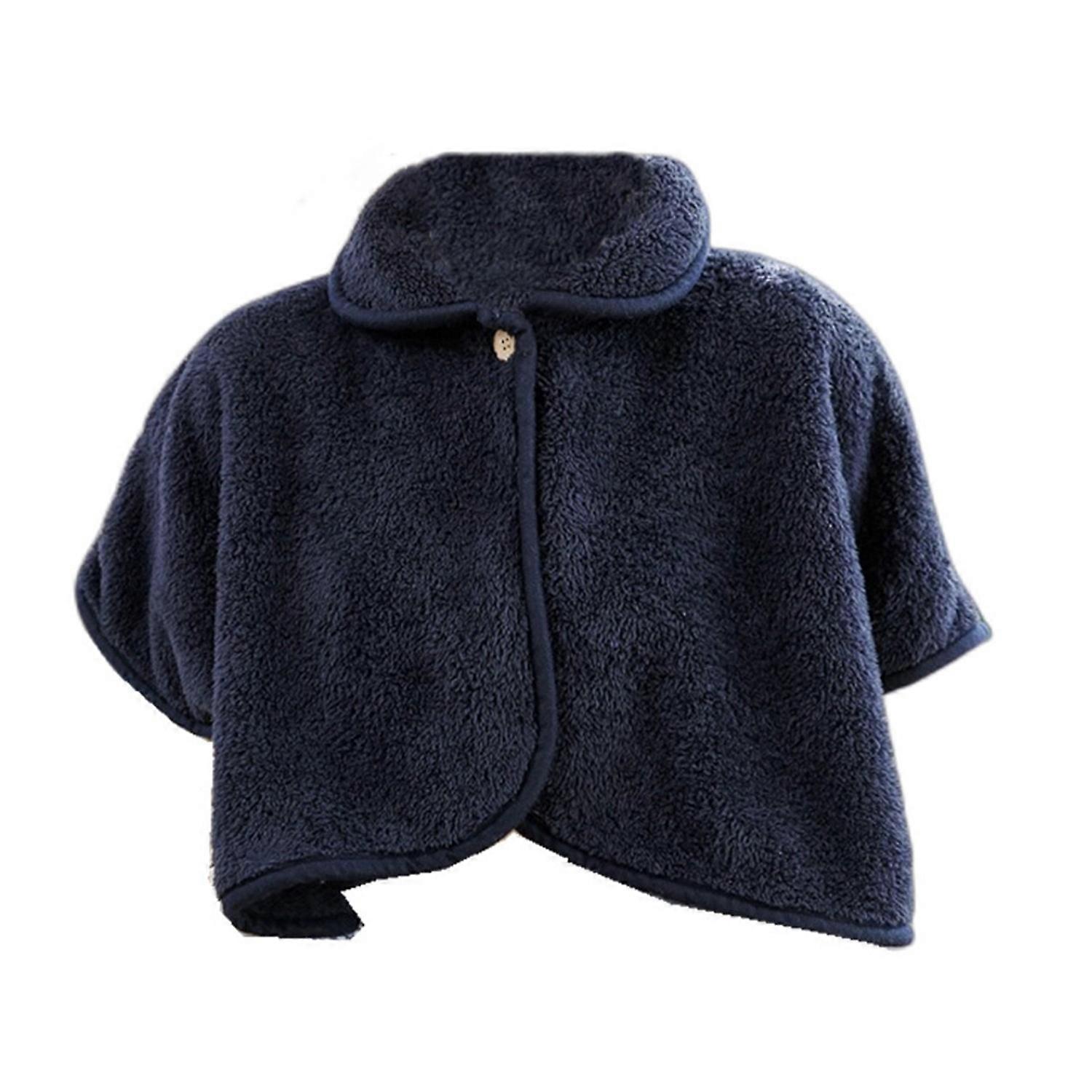 Winter Short Shawl Buttoned Lapel Collar Imitation Lamb Wool Solid Color Windproof Warmth Oversized
