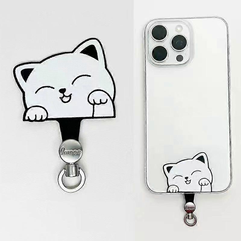 AROPE 6.5cm Phone Tether Tab Cartoon Design Phone Case Lanyard Patch Replacement Part - Fortune Cat
